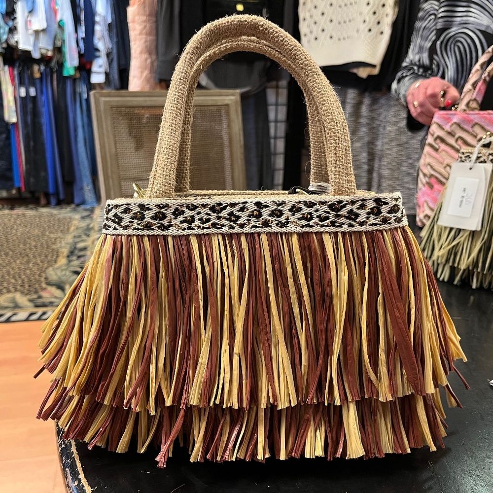 Pho Firenze Multi colored Straw Crossbody Bag